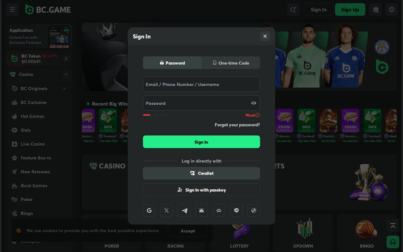 BC.Game Casino homepage screenshot