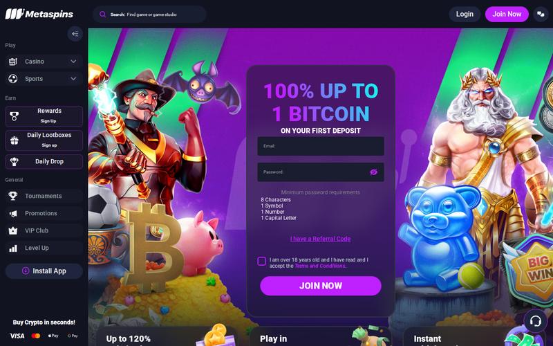 Metaspins Casino homepage screenshot